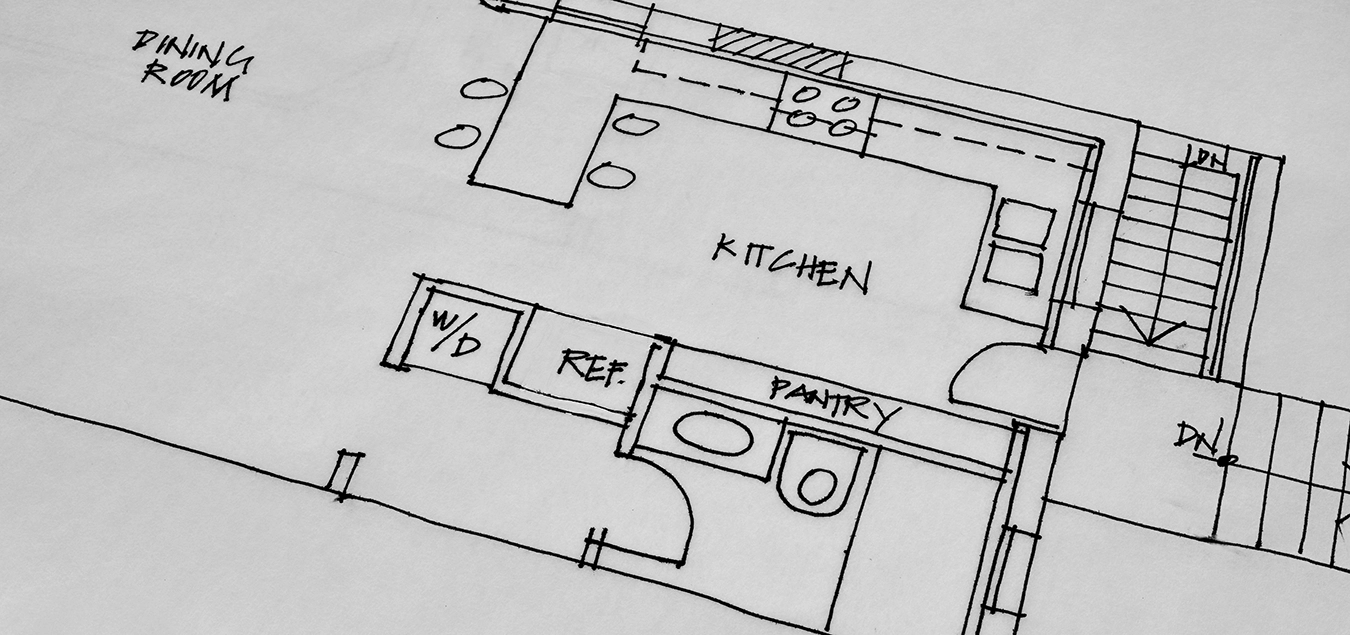 Blueprint of different pantry areas.