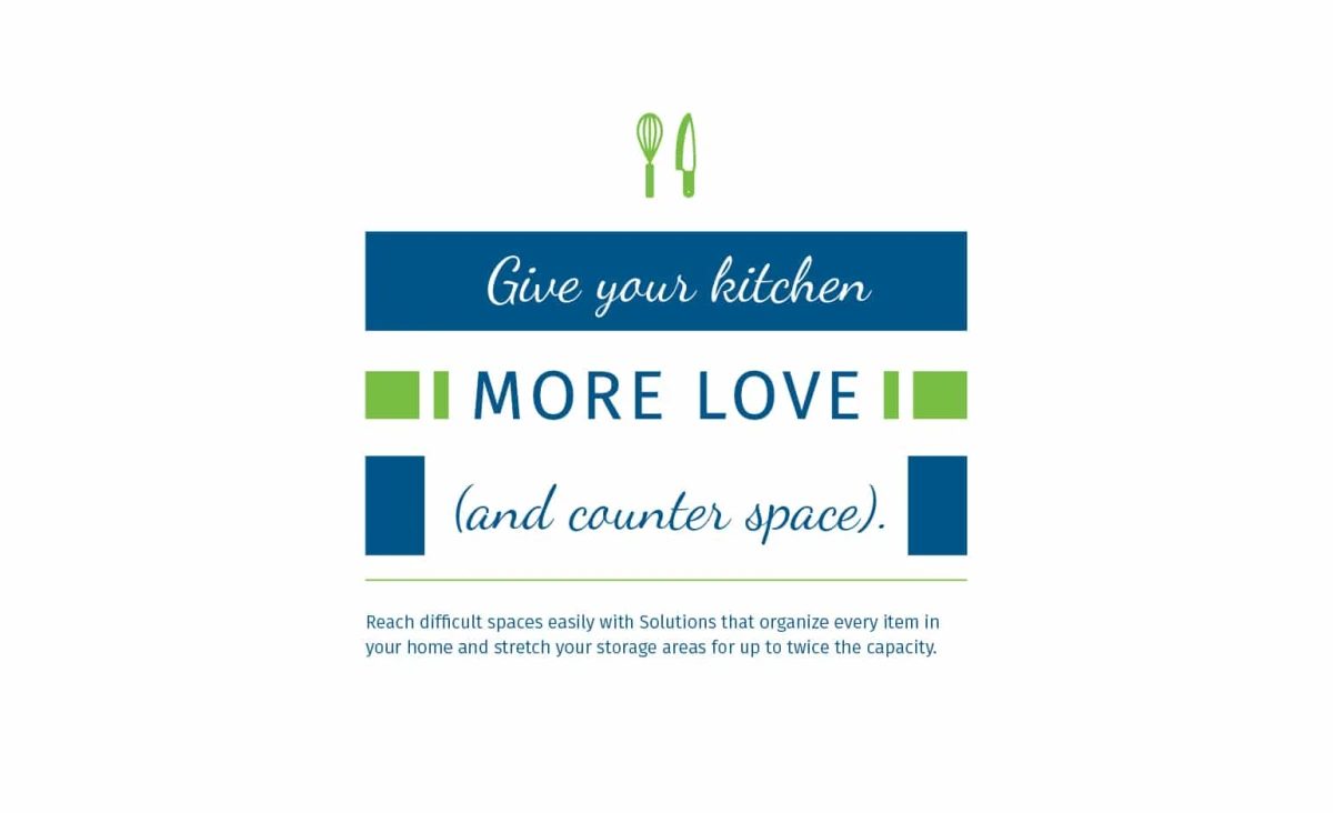 Page 8 that says give your kitchen more love and counter space.