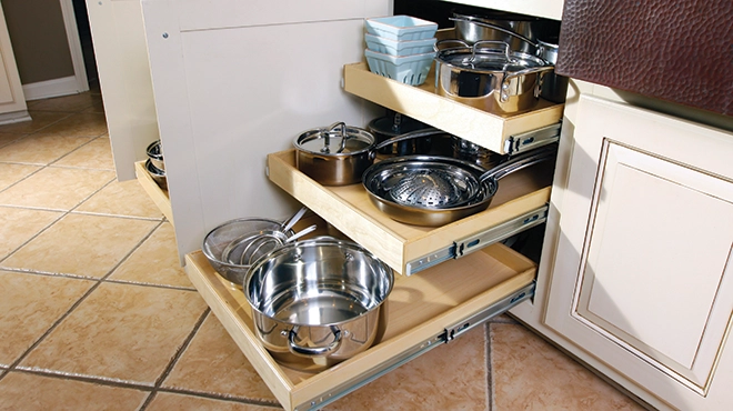 Kitchen pots and pans.