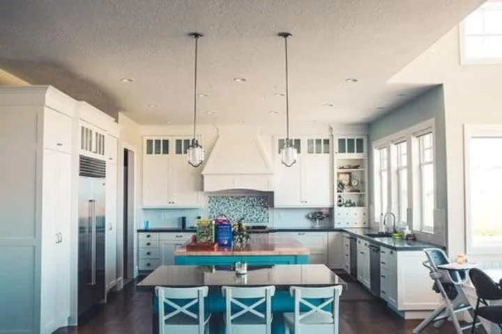 Open kitchen with painted furniture