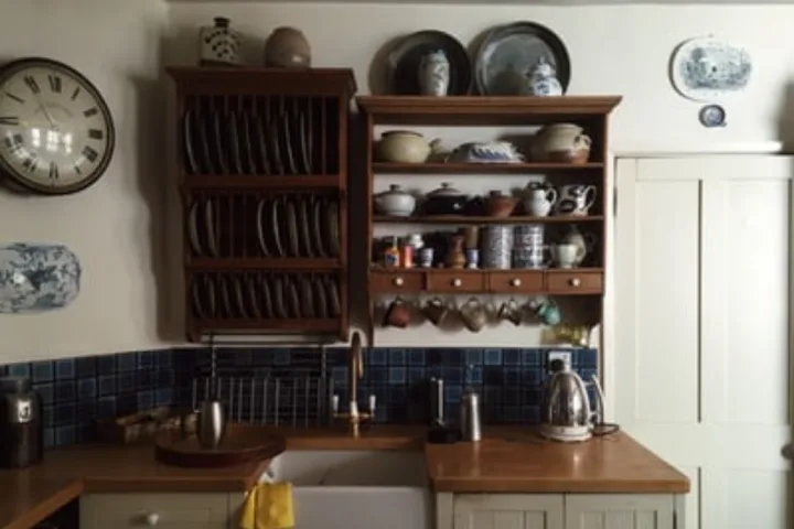 Traditional display cabinet with crockery