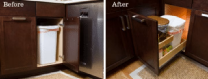 Under-sink trash before and after