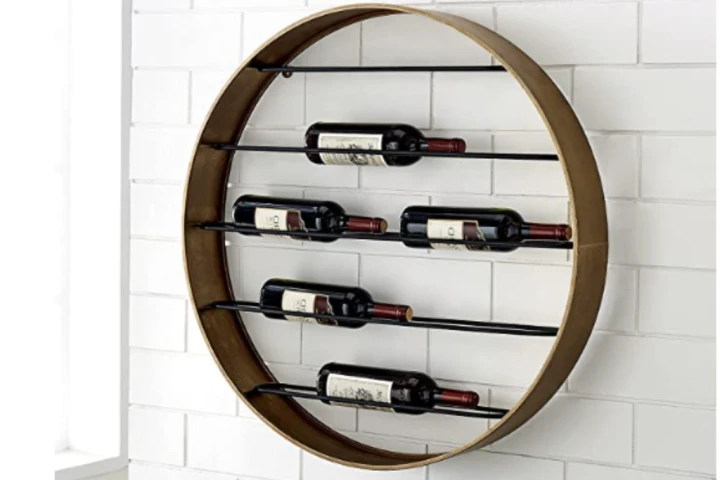 Hanging wall-mounted wine racks don’t have to only be functional, but can be decorative as well.