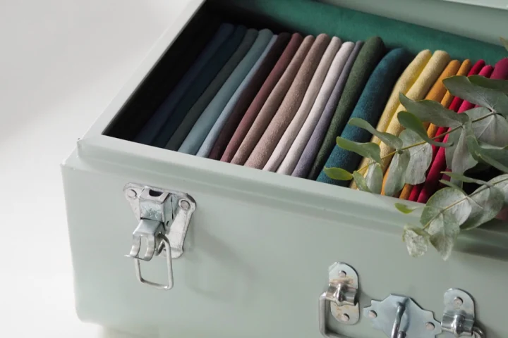 Toolbox with scarves.