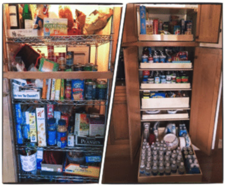 Pantry organization before and after