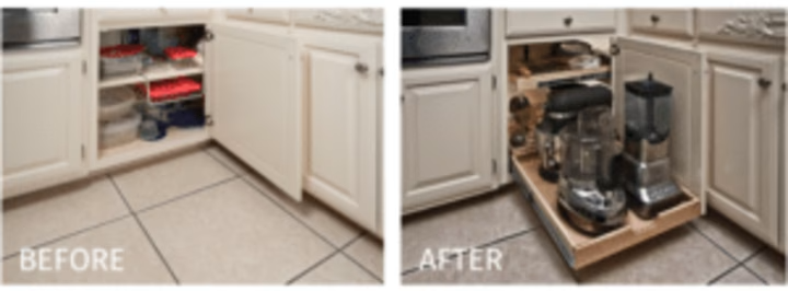 Kitchen cabinet organization before and after