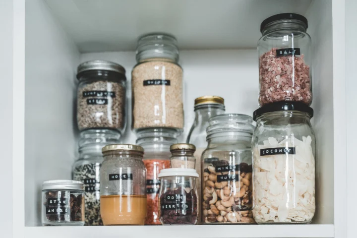 A shelf full of jars.