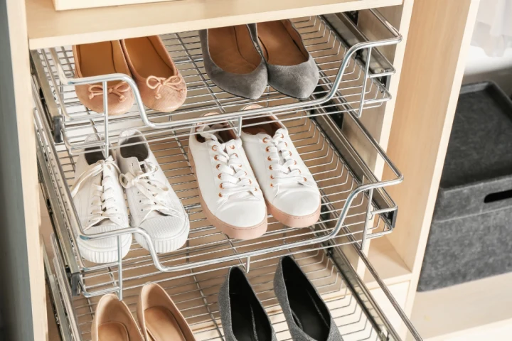 designtated area for your shoes part of built-in closet ideas.