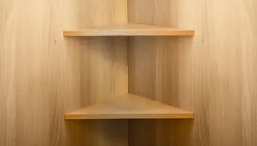 Wood corner floating shelf.