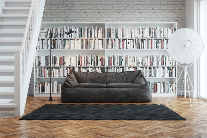 Custom-made bookshelves.