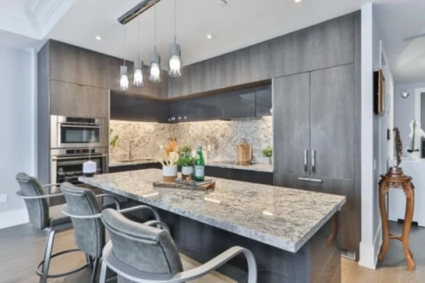 Elegant gray kitchen.