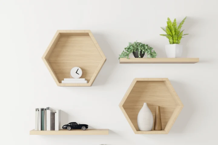 loating shelves look amazing in an entryway, and they easily create a welcoming atmosphere. 
