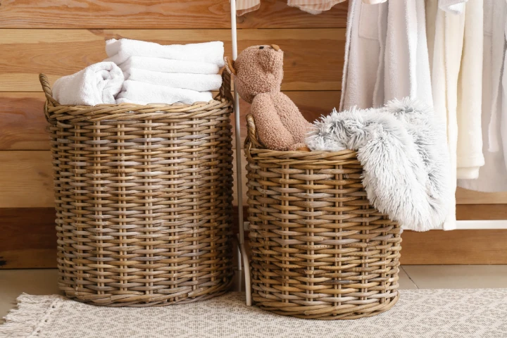 Storage baskets for hallway storage ideas.