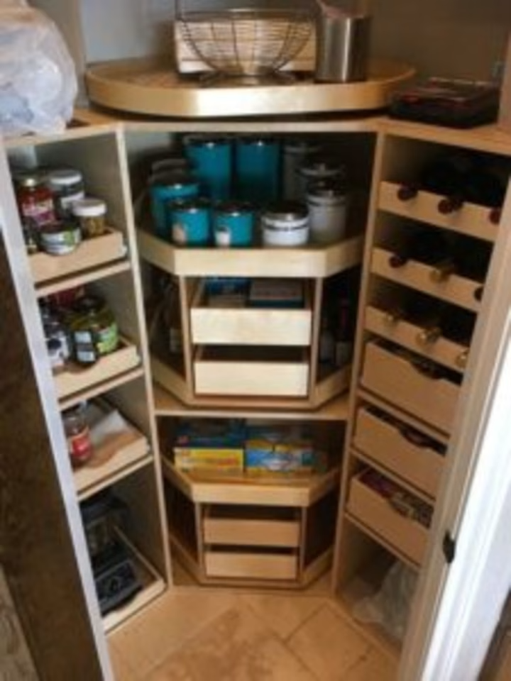 pantry shelves.