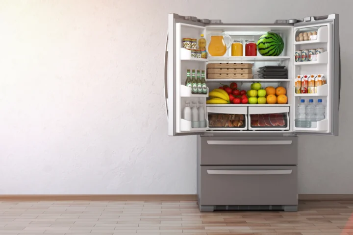 A refrigerator full of food.