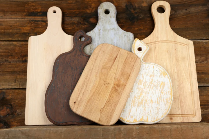 A group of cutting boards.