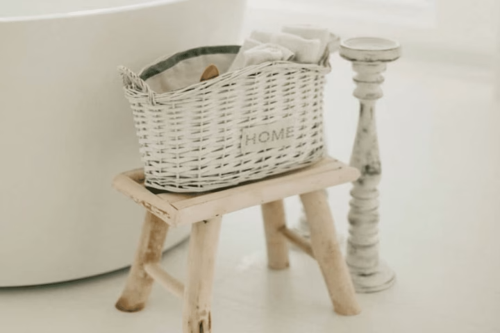 Bathroom baskets.