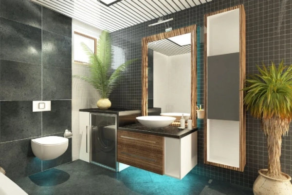 Tropical bathroom design.
