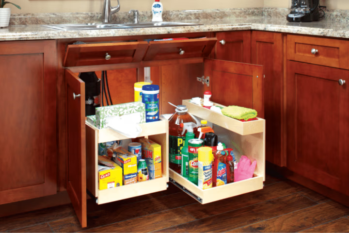 Under kitchen sink storage.